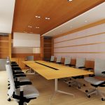 Image is of a conference room in a modern office.